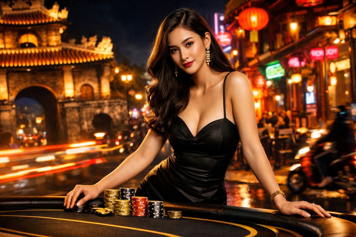 Không gian VIP neon tại Huế với ánh đèn vàng rực rỡ về đêm